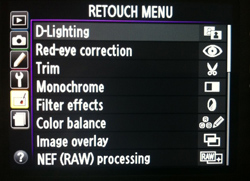 Retouch menu
