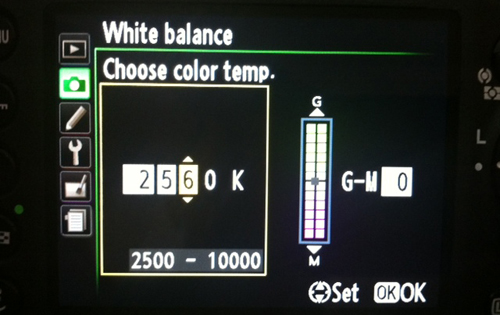 Menu setting WB Kelvin