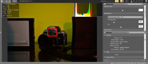 Metering Highlight - weighted berada di tengah, Focus point di tengah